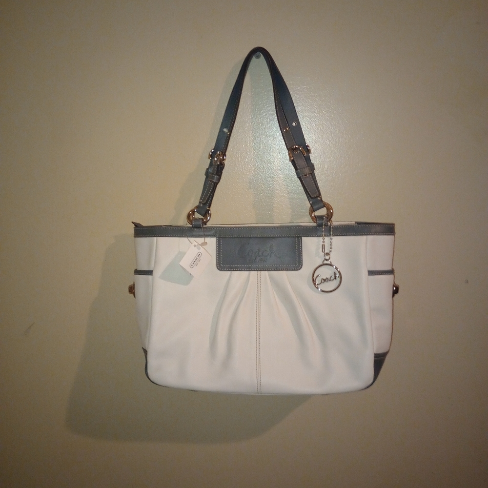 NWT Vintage Coach Ashley Leather Pleated East/West Gallery bag